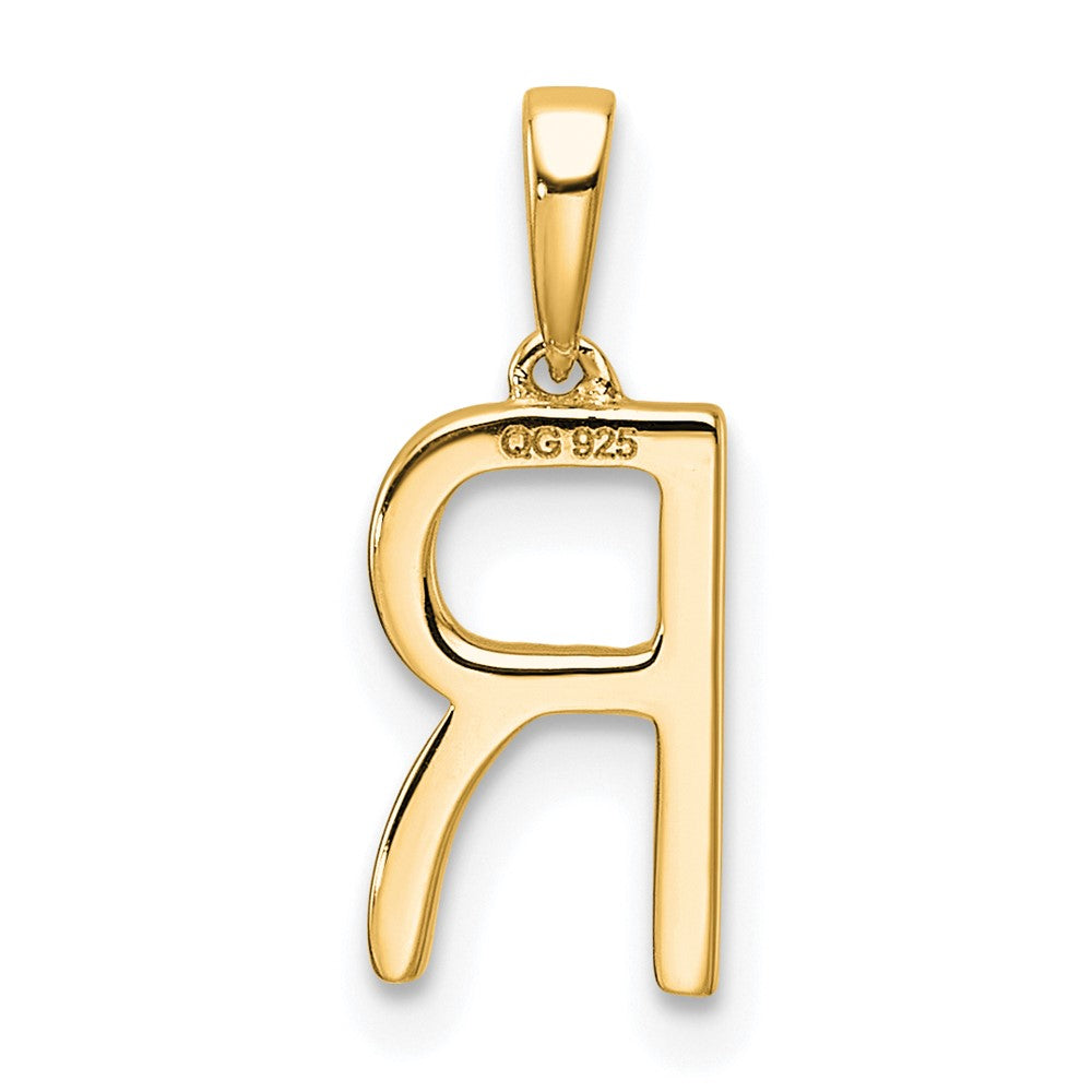 14K Diamond Letter R Initial Pendant