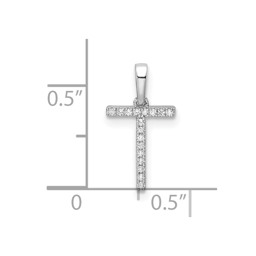 14K White Gold Diamond Letter T Initial Pendant