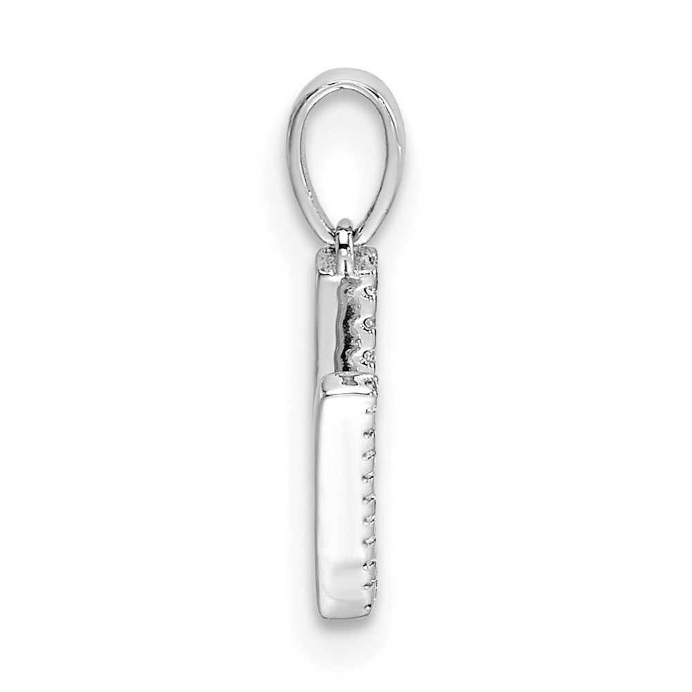 14K White Gold Diamond Letter V Initial Pendant