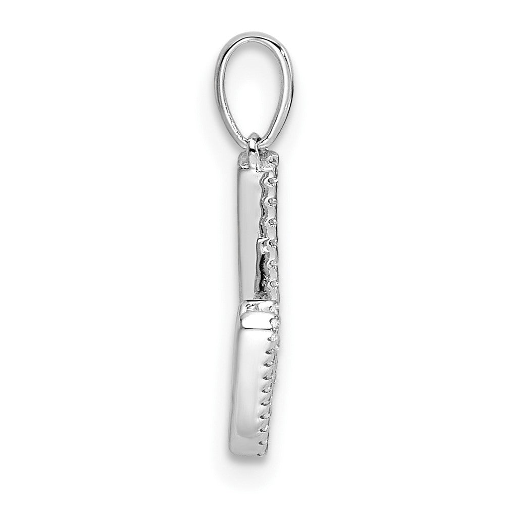 14K White Gold Diamond Letter W Initial Pendant