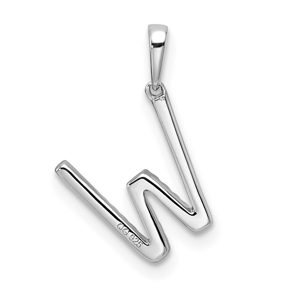 14K White Gold Diamond Letter W Initial Pendant
