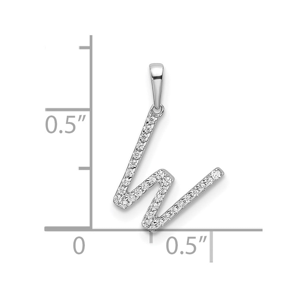 14K White Gold Diamond Letter W Initial Pendant