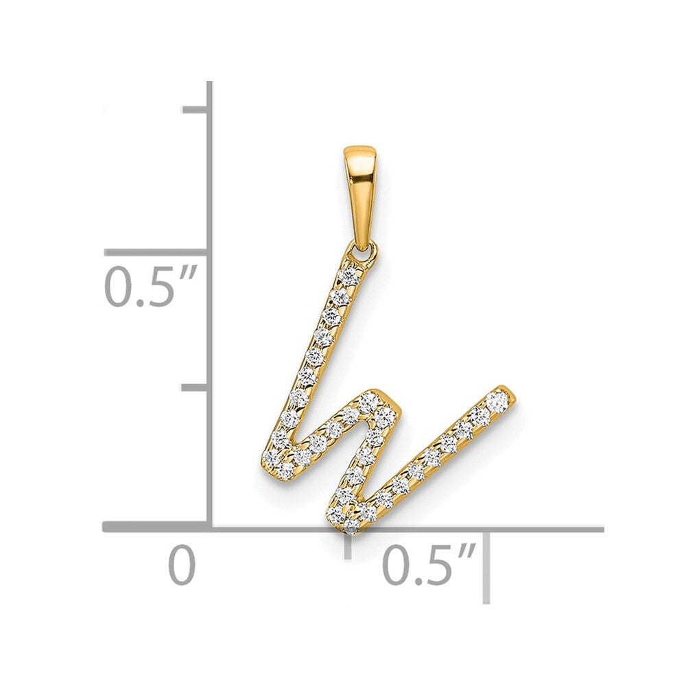14K Diamond Letter W Initial Pendant