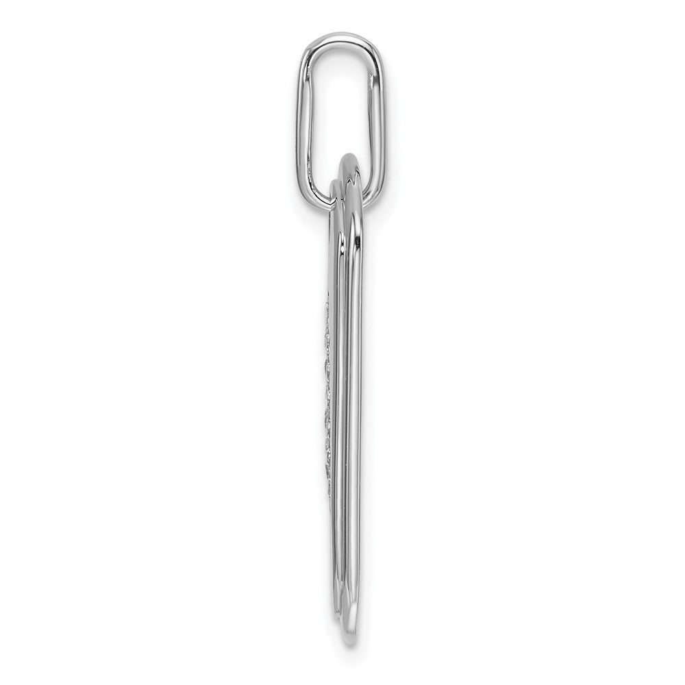 14K White Gold  Diamond Initial A Dog Tag Charm
