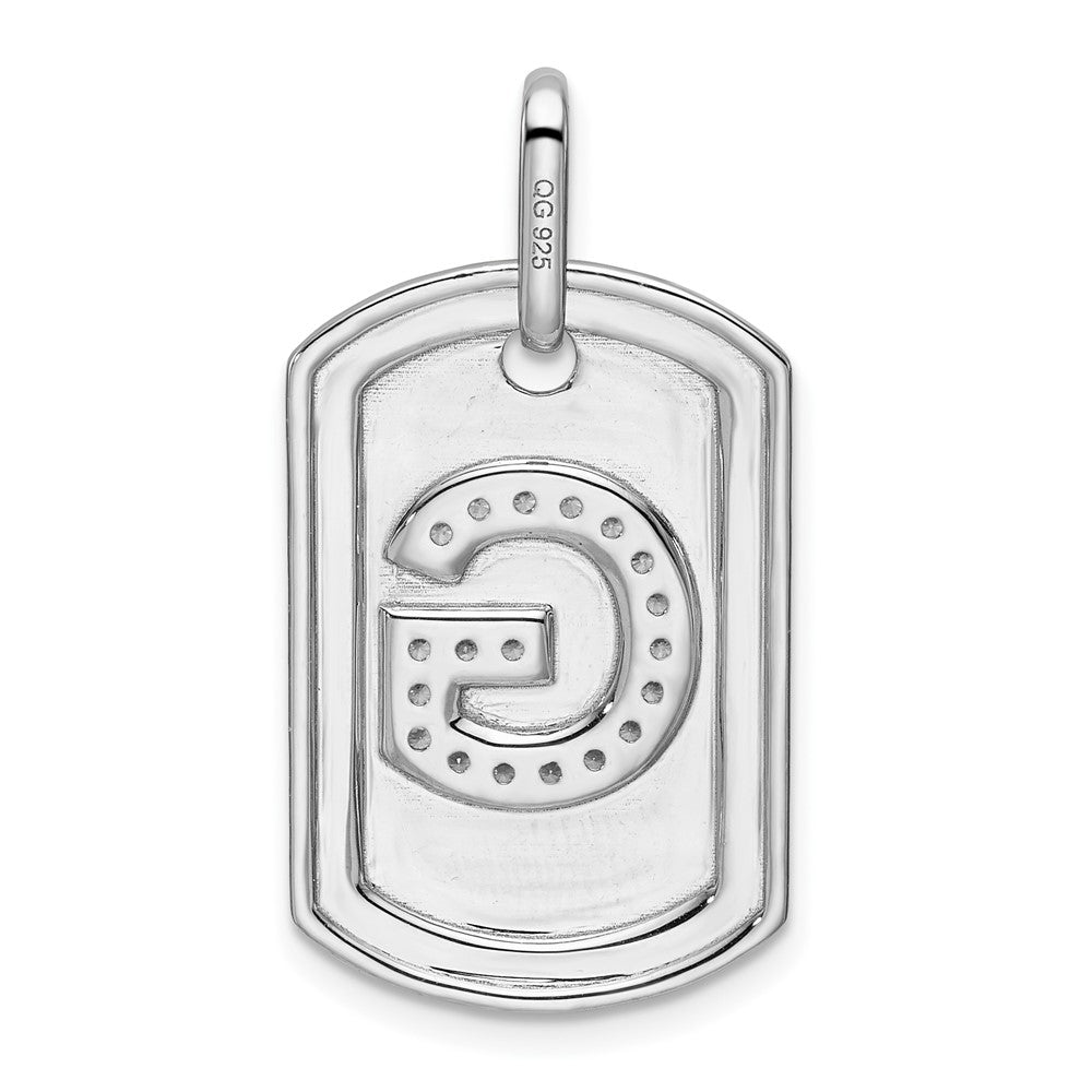 14K White Gold Diamond Initial G Dog Tag Charm