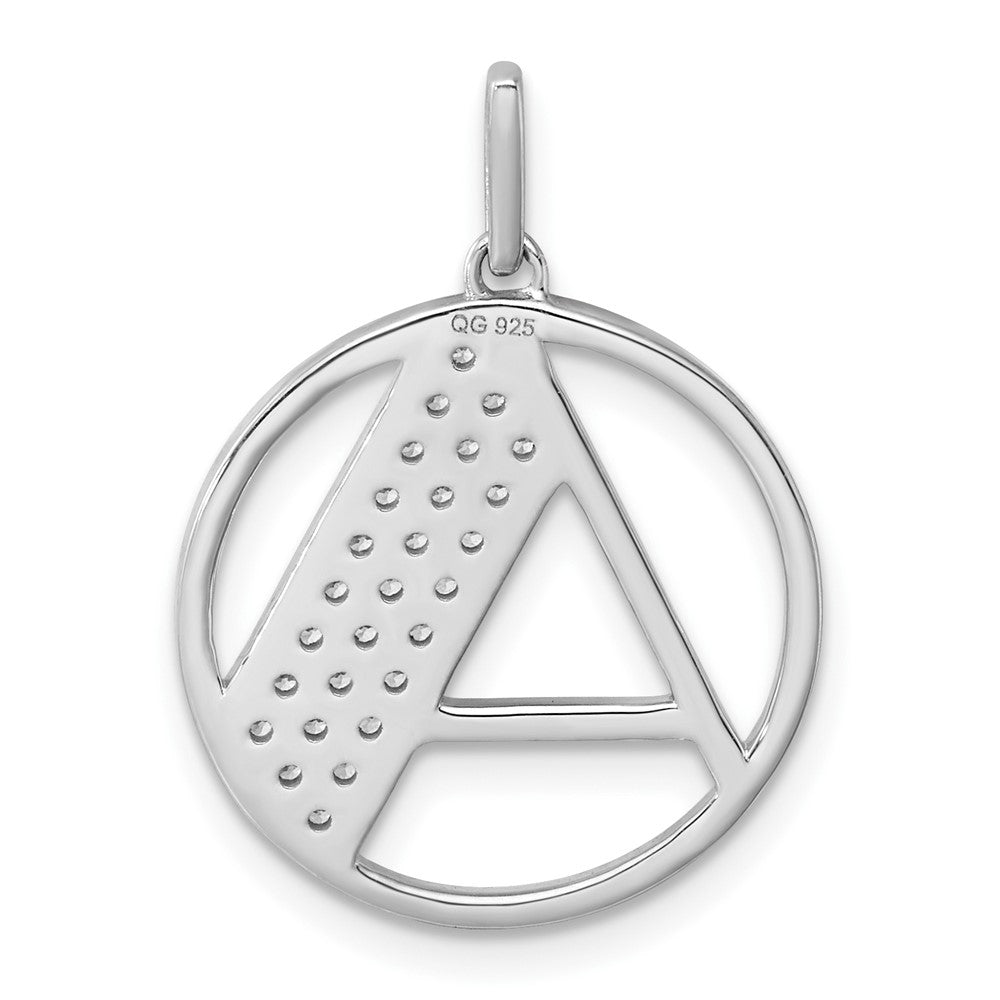 14K White Gold Gatsby Diamond Initial A Charm