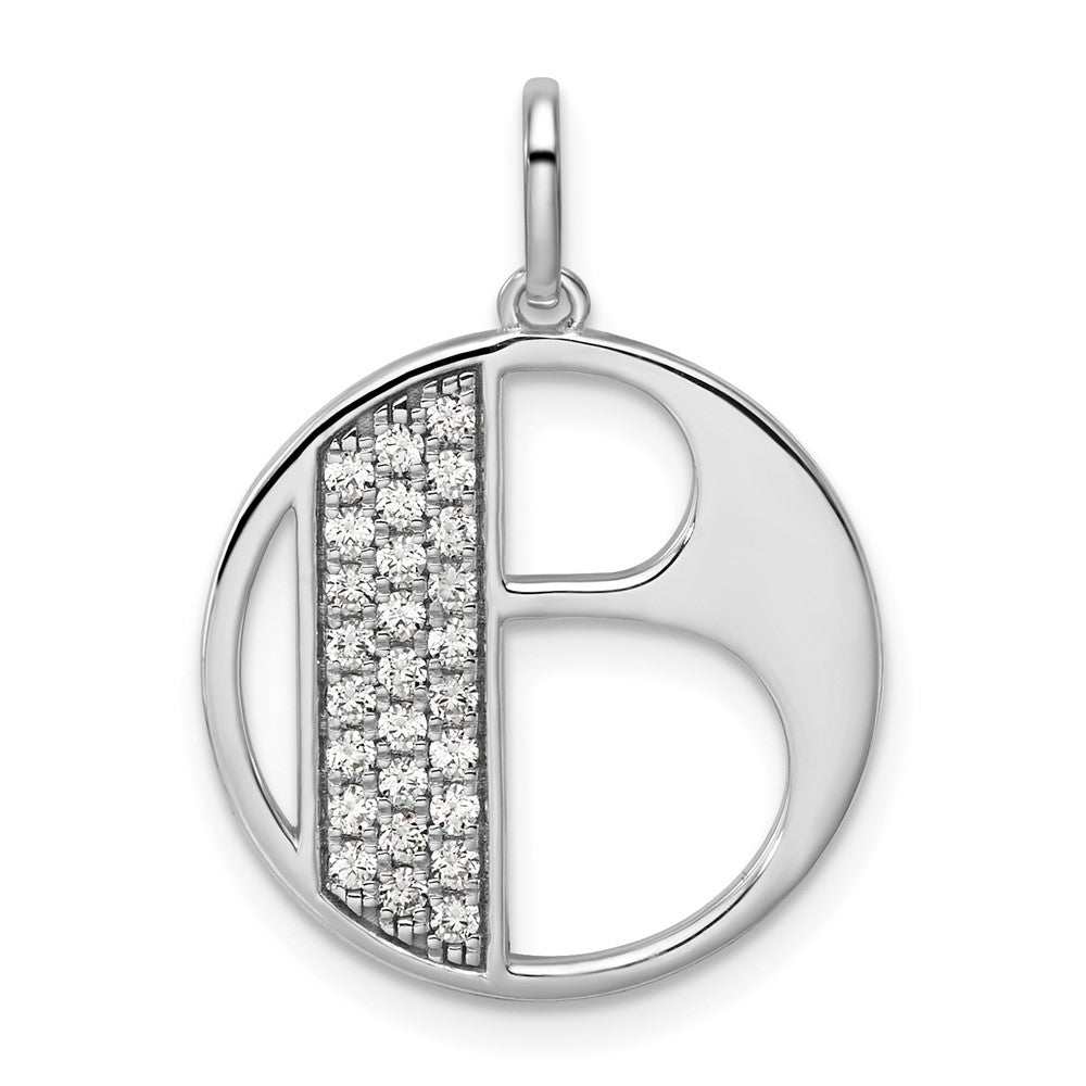 14K White Gold Gatsby Diamond Initial B Charm