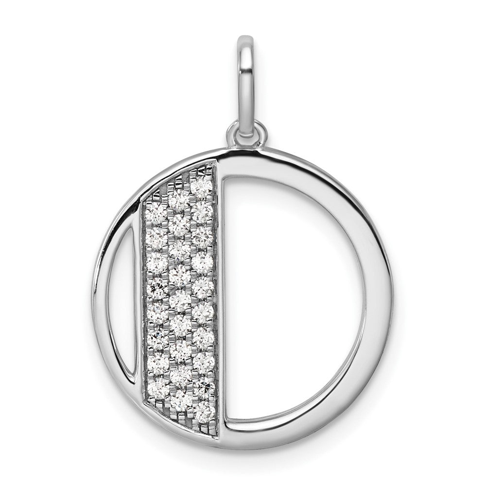 14K White Gold Gatsby Diamond Initial D Charm