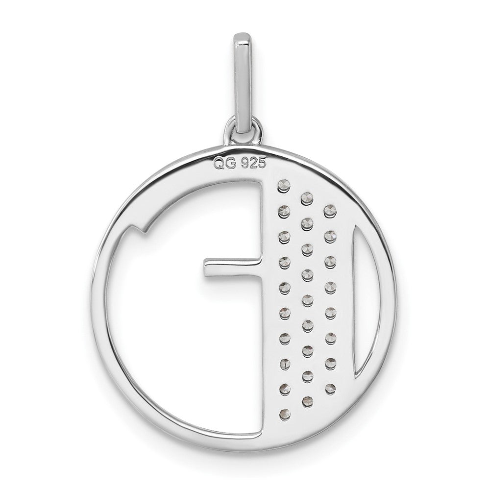 14K White Gold Gatsby Diamond Initial F Charm