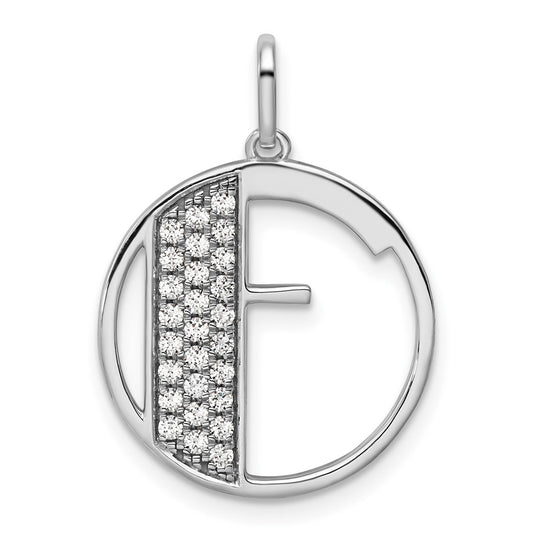 14K White Gold Gatsby Diamond Initial F Charm