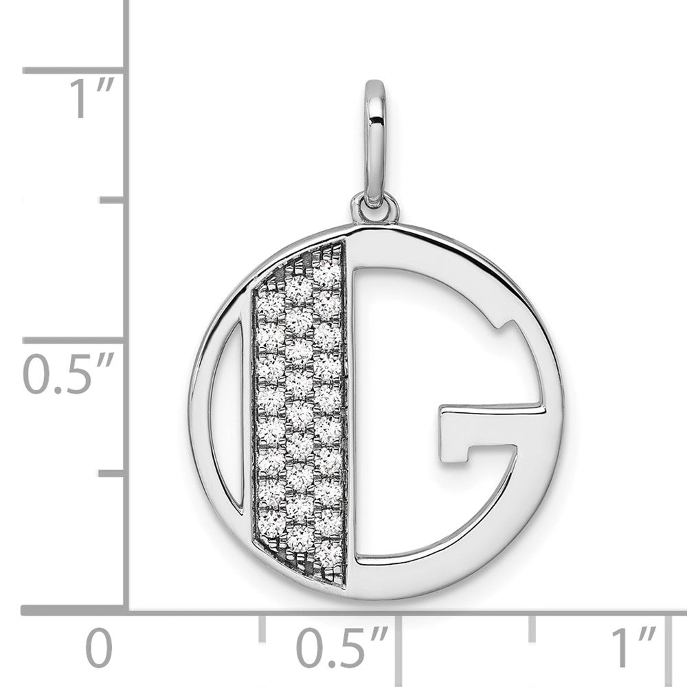 14K White Gold Gatsby Diamond Initial G Charm