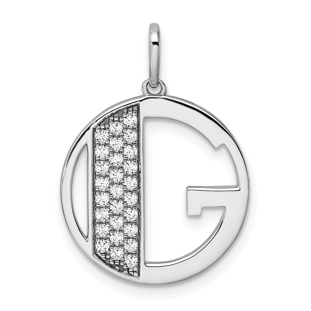 14K White Gold Gatsby Diamond Initial G Charm