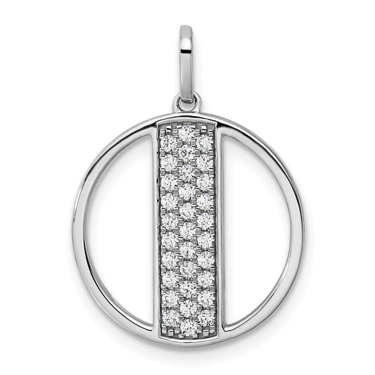 14K White Gold Gatsby Diamond Initial I Charm
