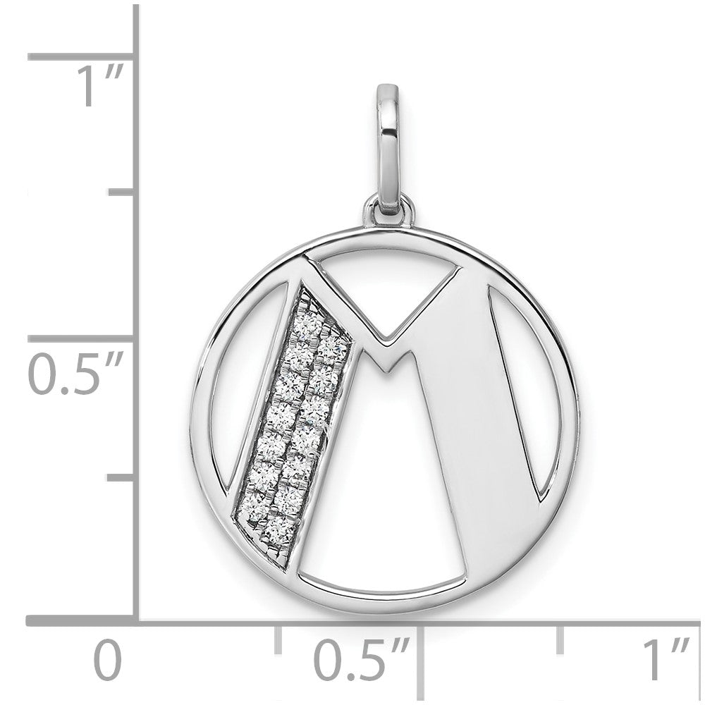 14K White Gold Gatsby Diamond Initial M Charm