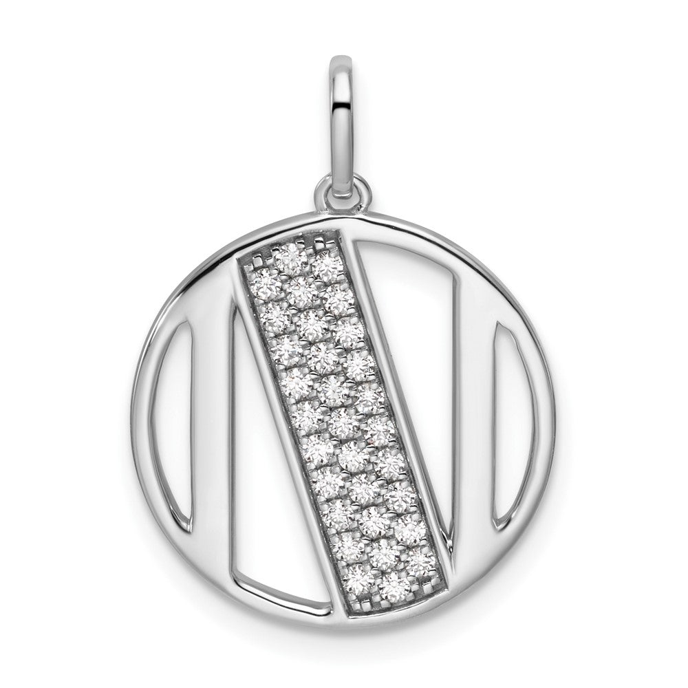 14K White Gold Gatsby Diamond Initial N Charm