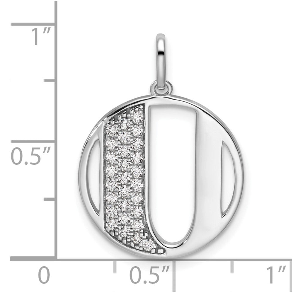 14K White Gold Gatsby Diamond Initial U Charm