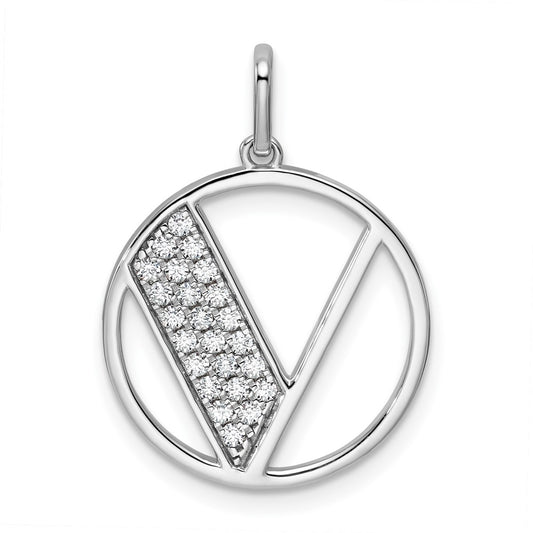 14K White Gold Gatsby Diamond Initial V Charm