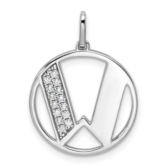 14K White Gold Gatsby Diamond Initial W Charm