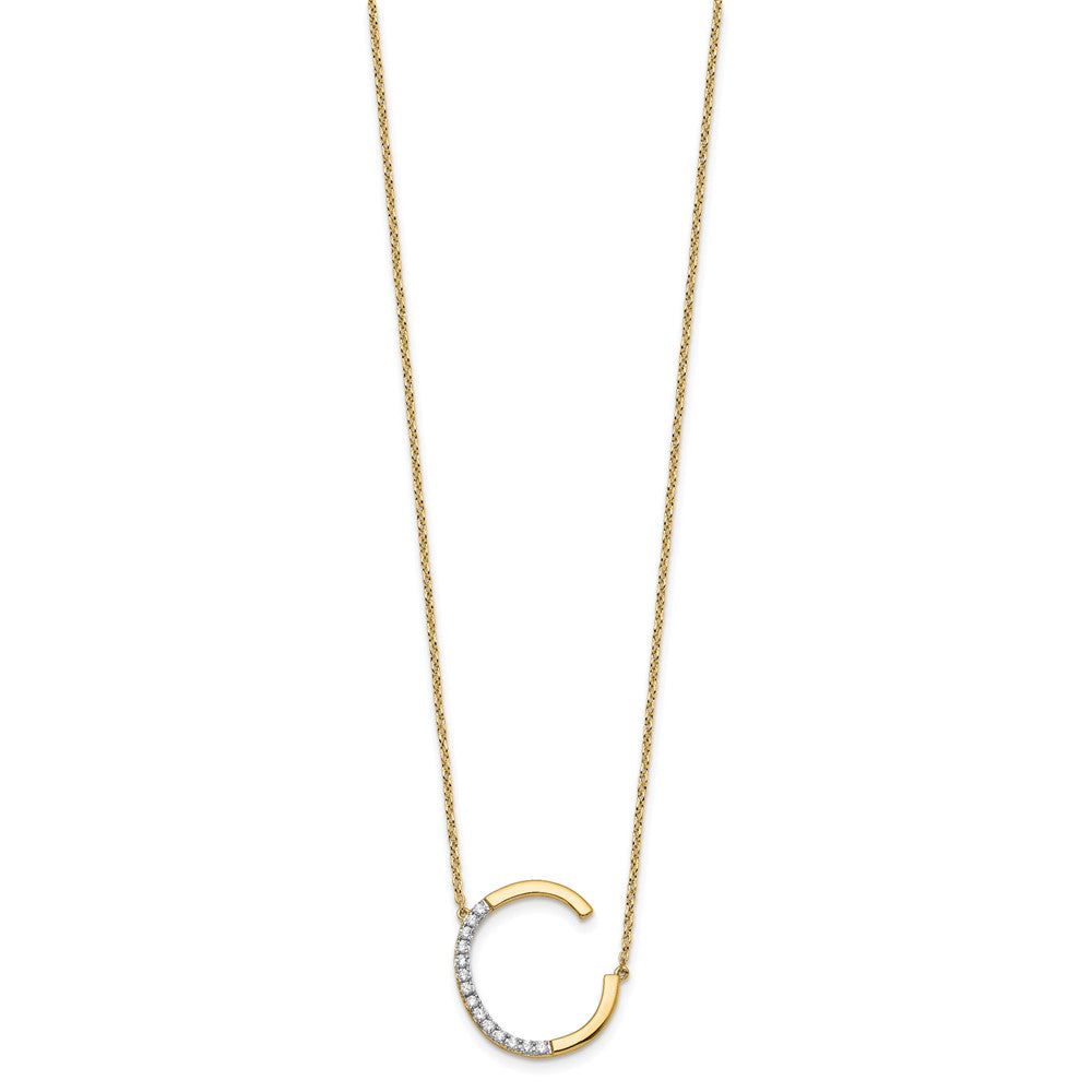 14K Sideways Diamond Initial C Necklace