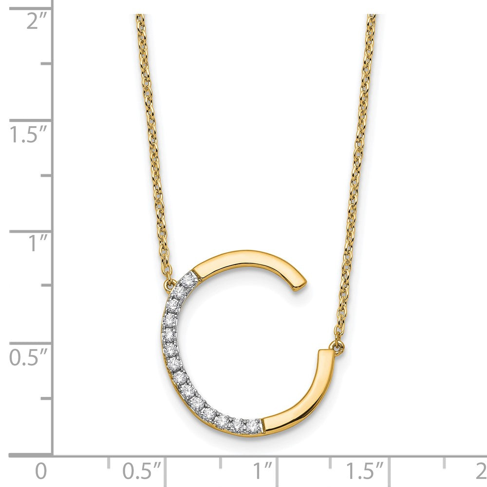 14K Sideways Diamond Initial C Necklace