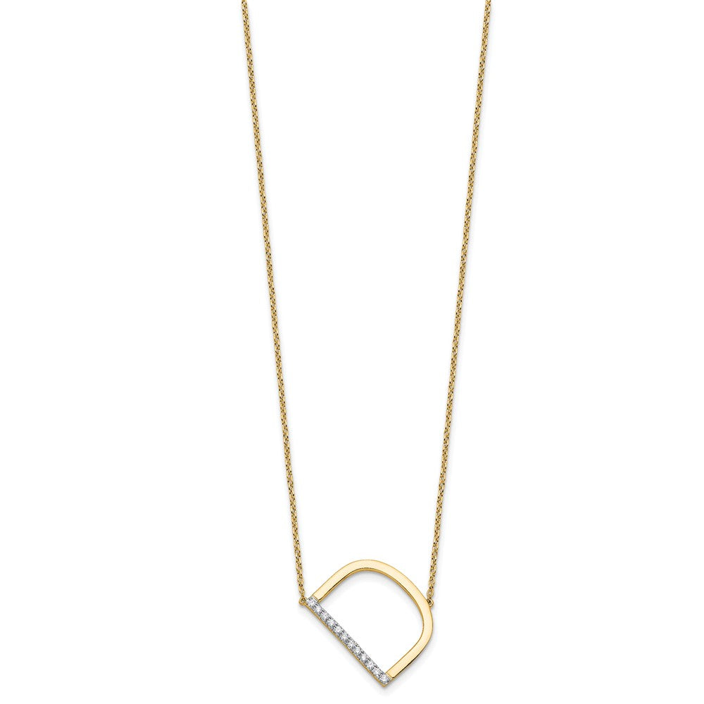 14K Sideways Diamond Initial D Necklace