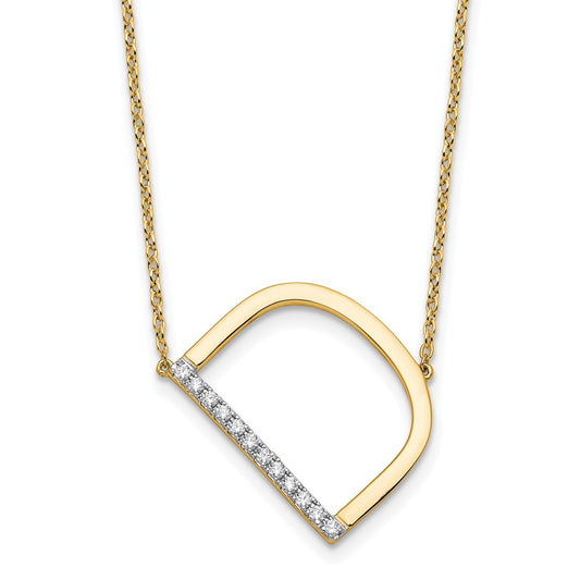 14K Sideways Diamond Initial D Necklace