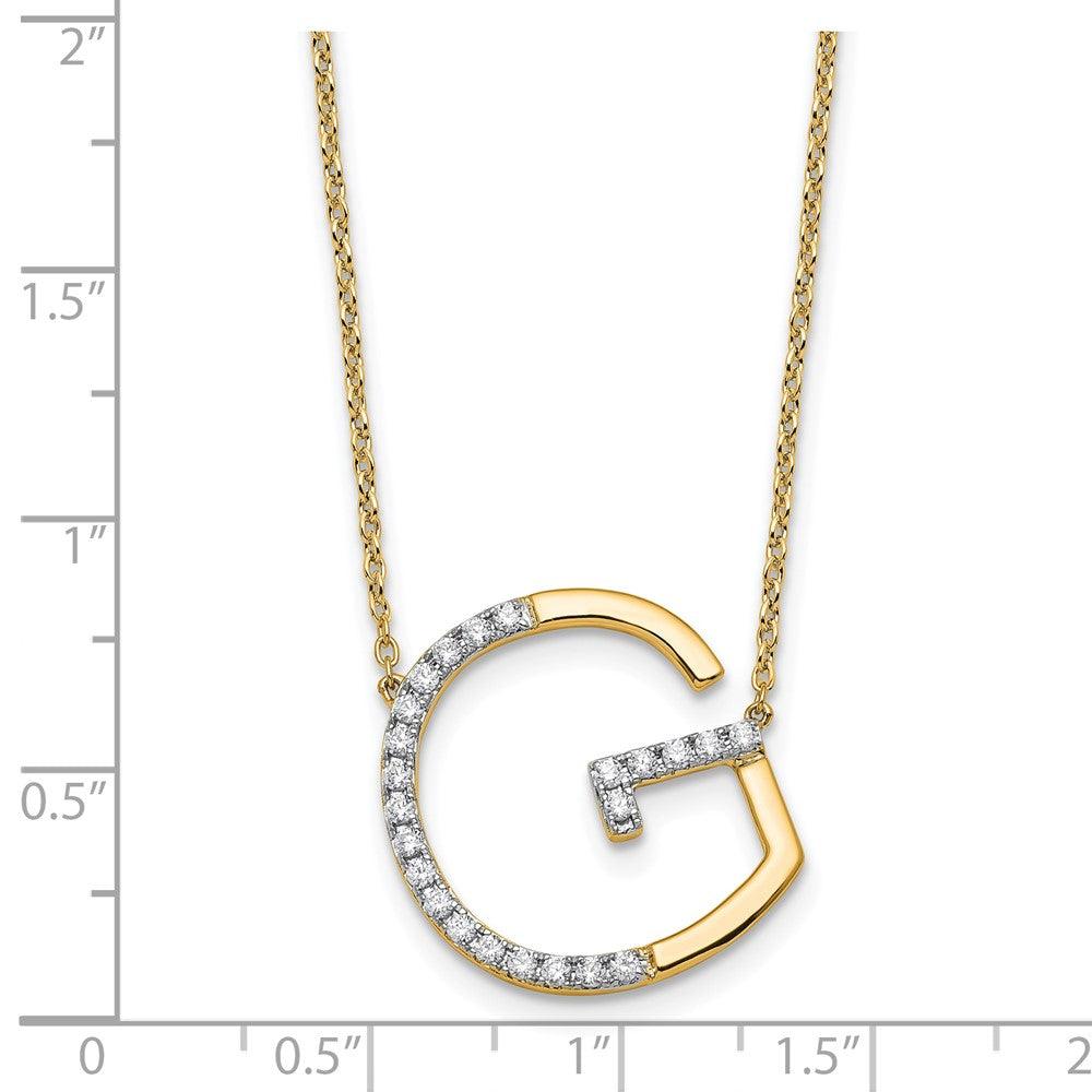 14K Sideways Diamond Initial G Necklace