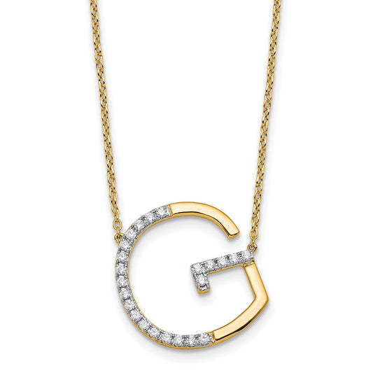14K Sideways Diamond Initial G Necklace