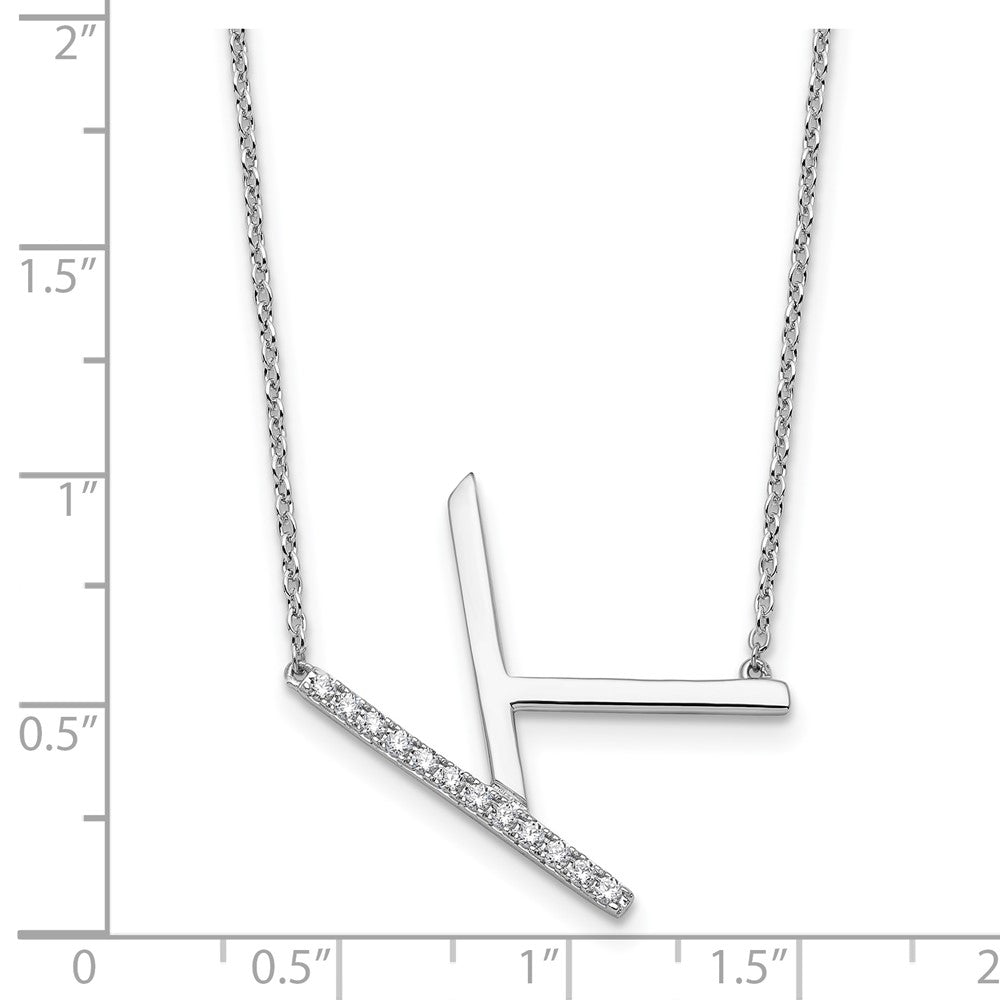 14K White Gold Sideways Diamond Initial K Necklace