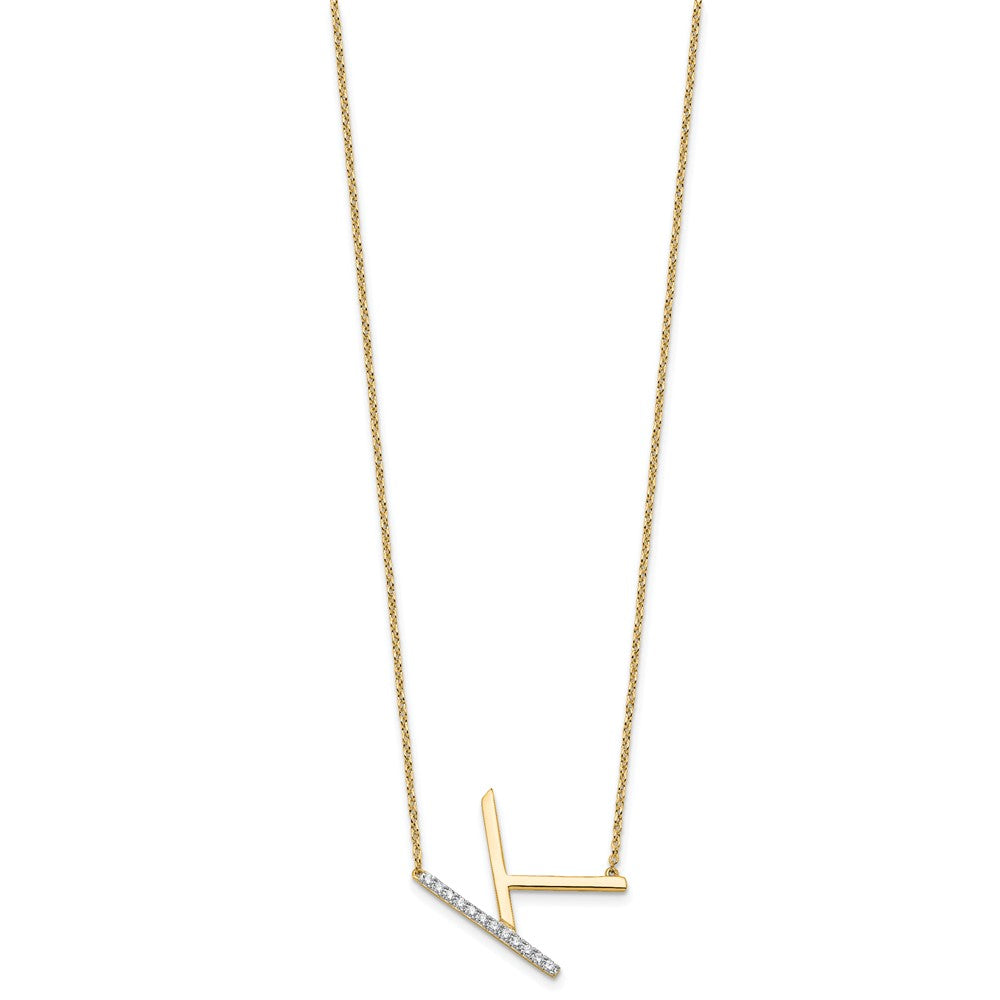 14K Sideways Diamond Initial K Necklace
