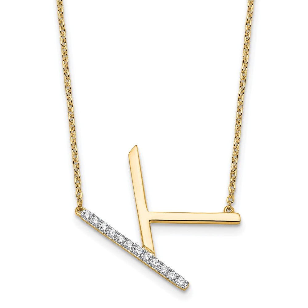 14K Sideways Diamond Initial K Necklace