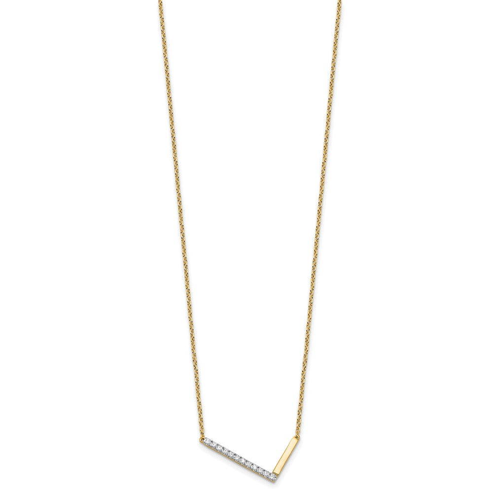 14K Sideways Diamond Initial L Necklace