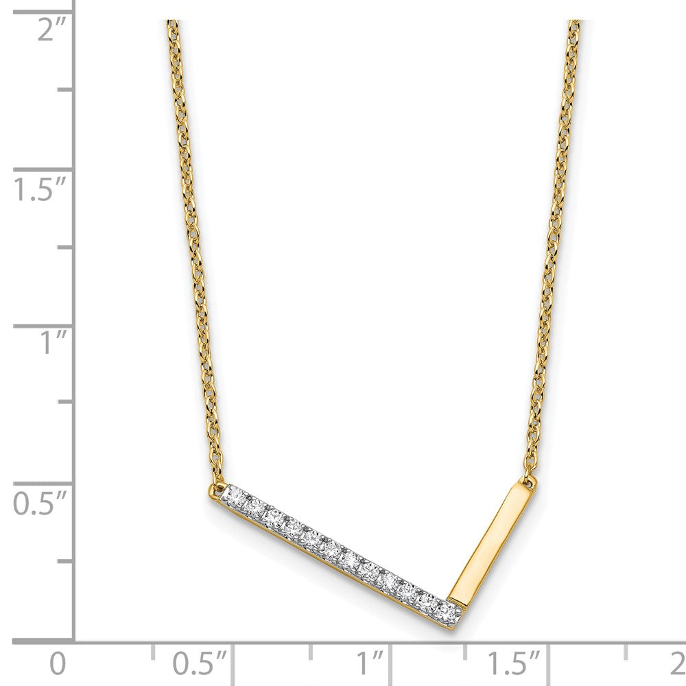 14K Sideways Diamond Initial L Necklace