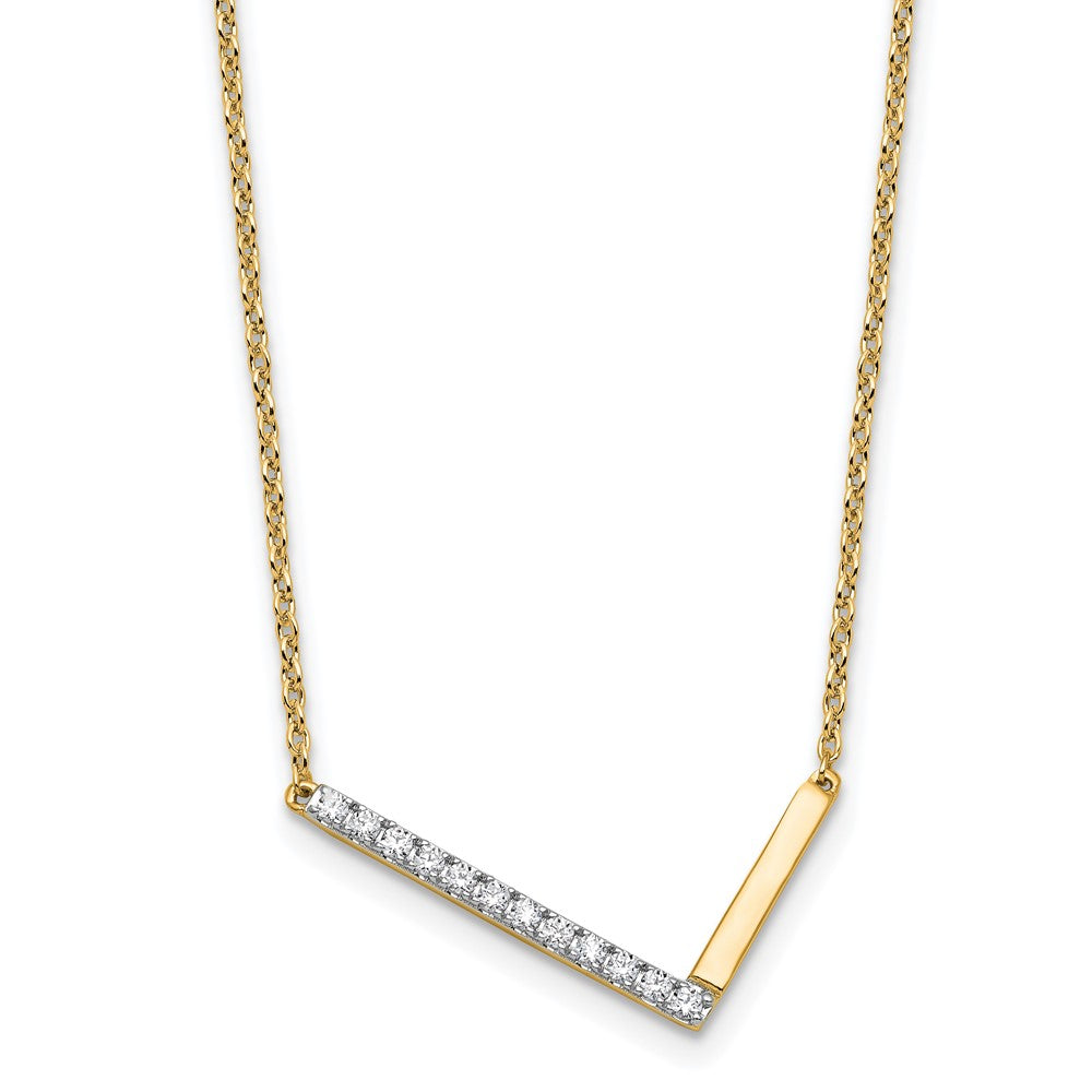 14K Sideways Diamond Initial L Necklace
