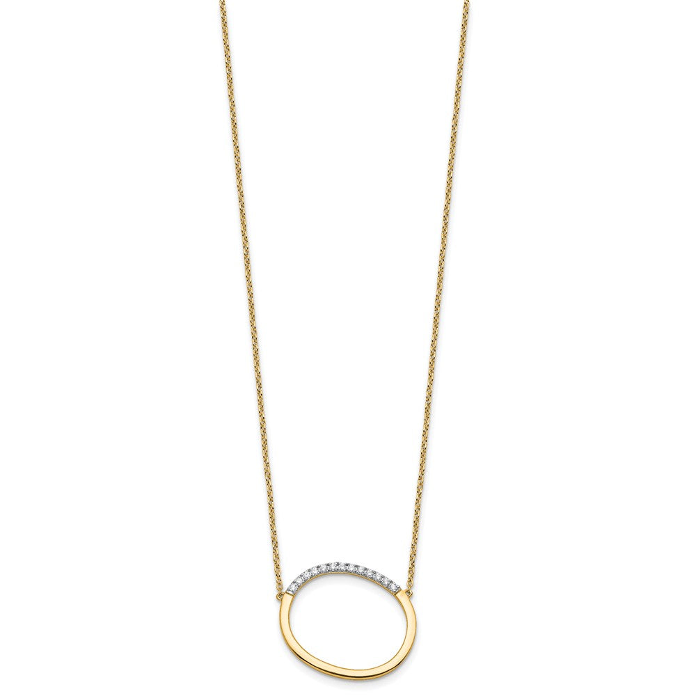 14K Sideways Diamond Initial O Necklace