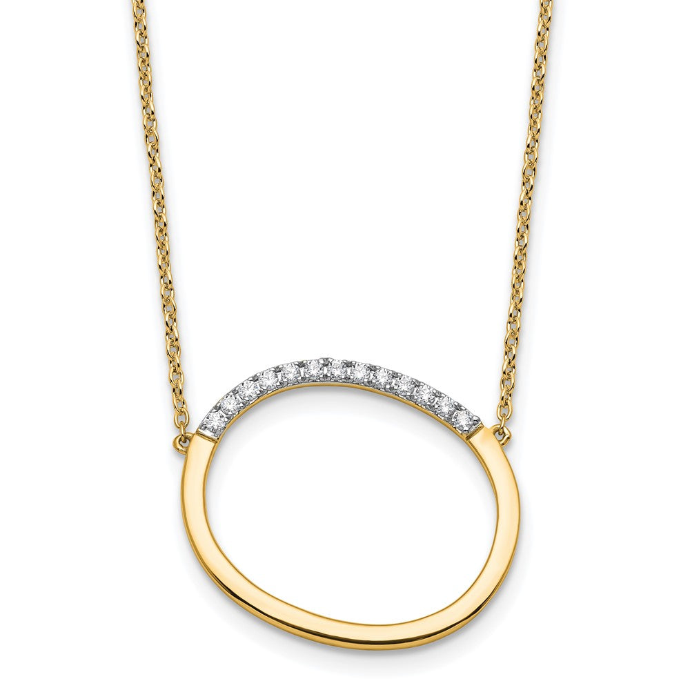 14K Sideways Diamond Initial O Necklace