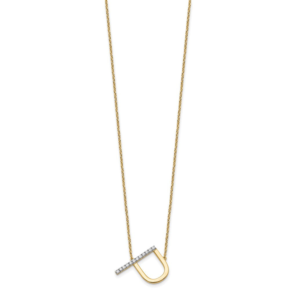 14K Sideways Diamond Initial P Necklace