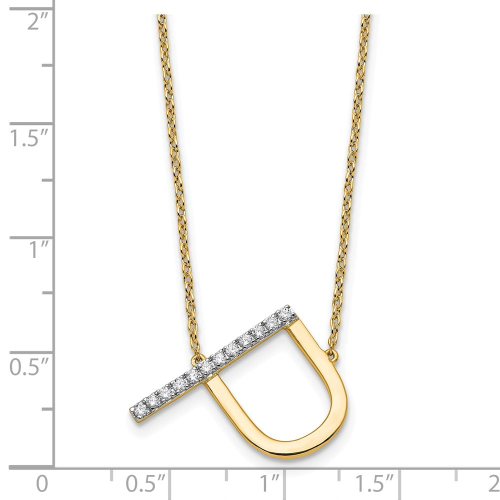 14K Sideways Diamond Initial P Necklace