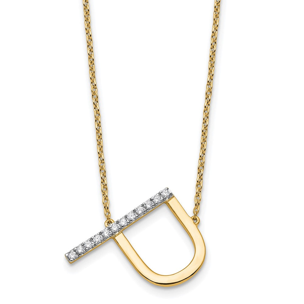 14K Sideways Diamond Initial P Necklace