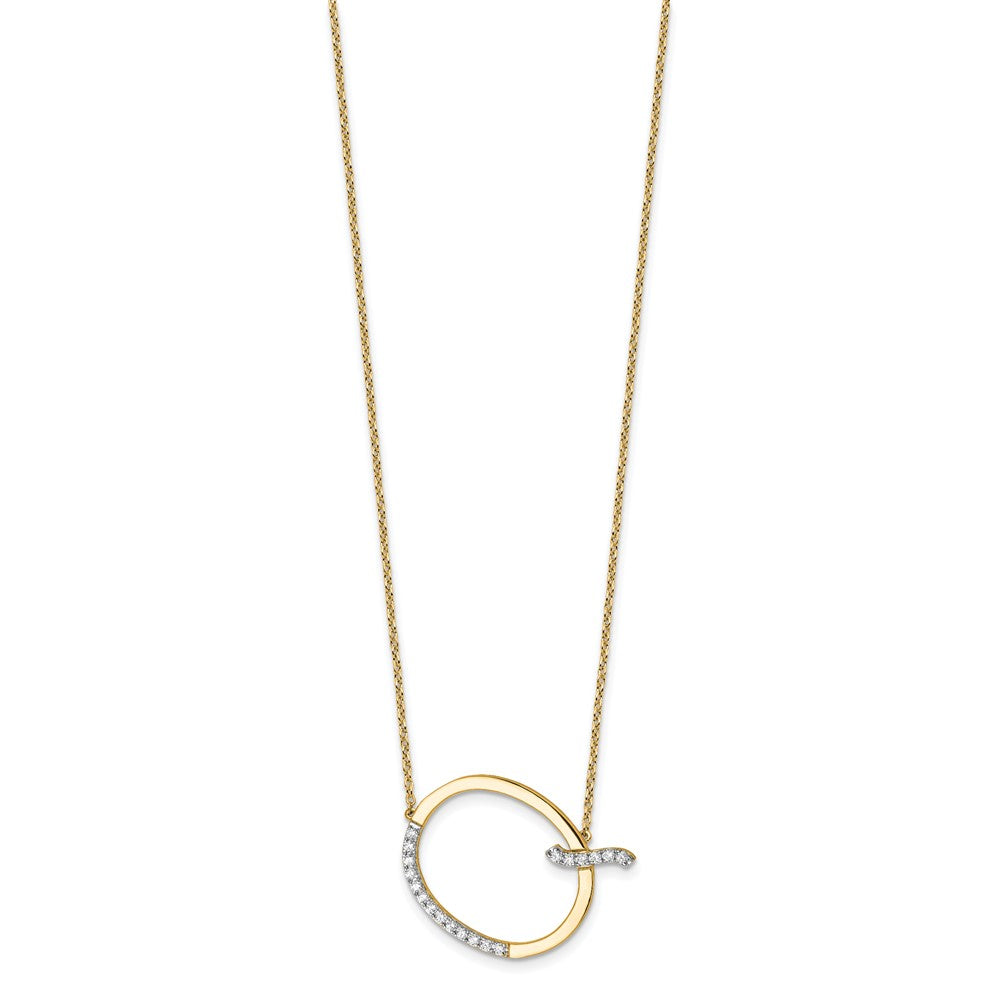 14K Sideways Diamond Initial Q Necklace