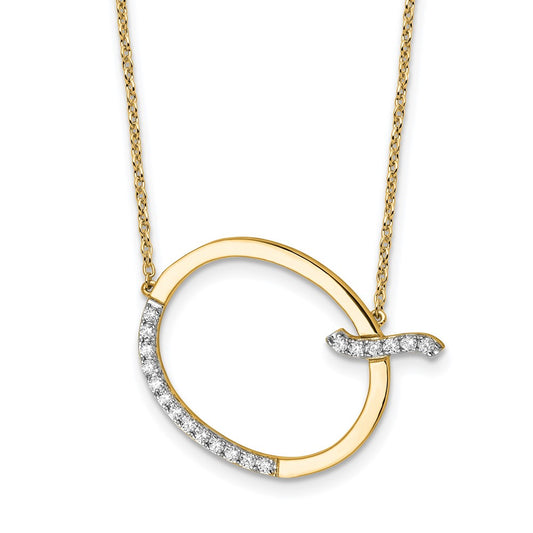 14K Sideways Diamond Initial Q Necklace