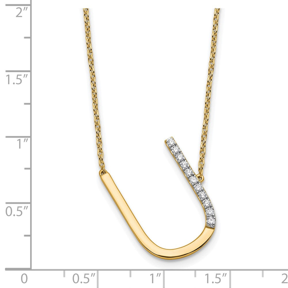 14K Sideways Diamond Initial U Necklace