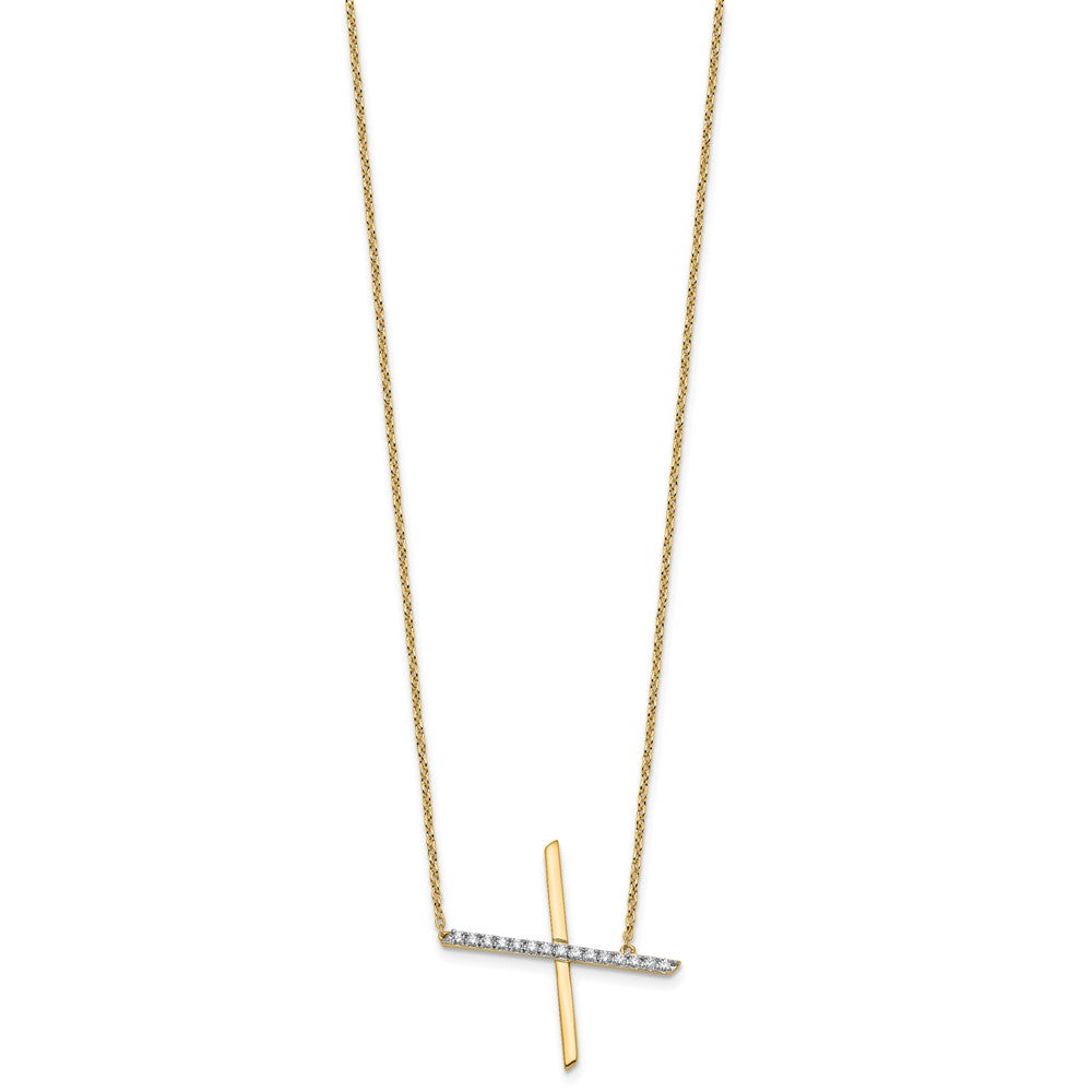 14K Sideways Diamond Initial X Necklace