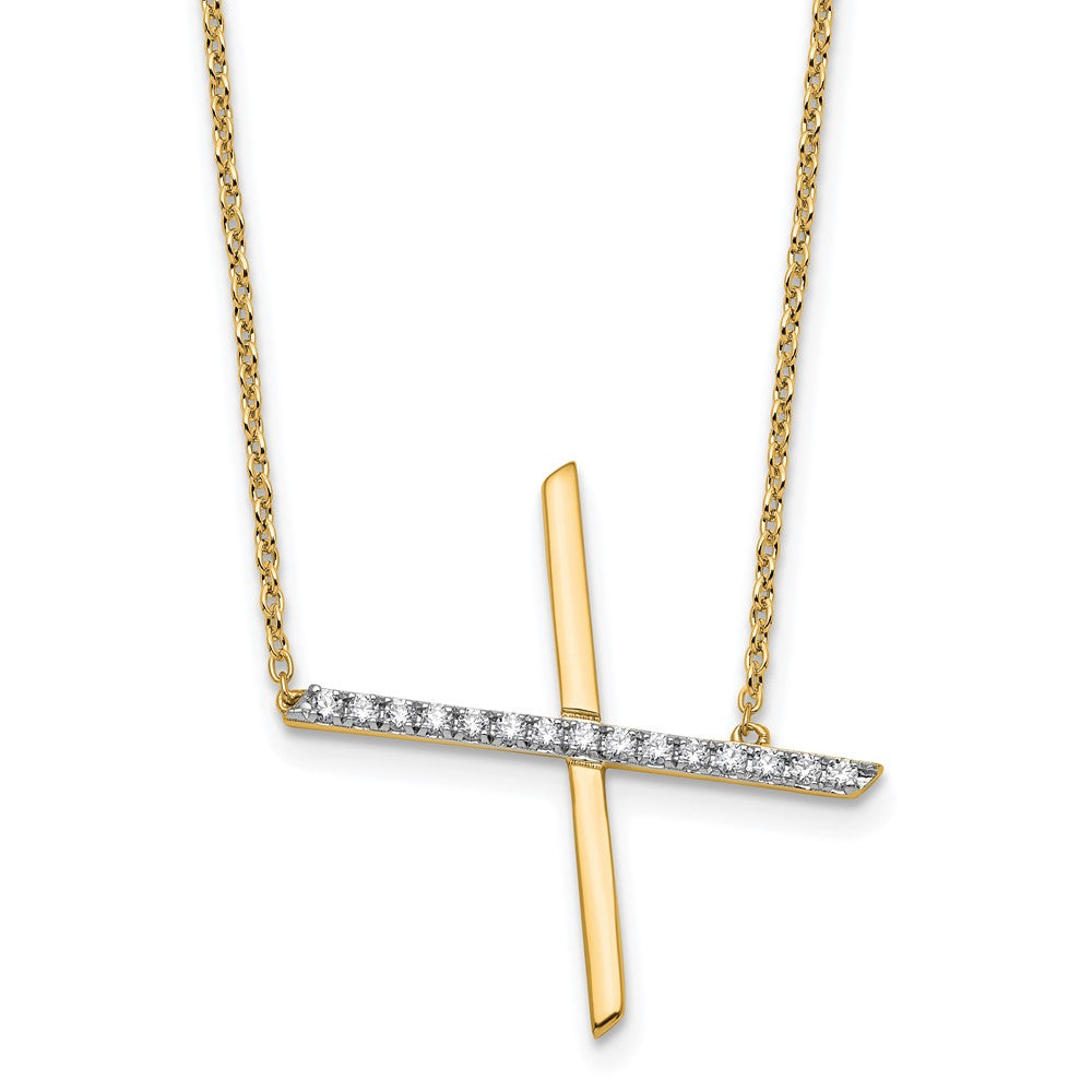 14K Sideways Diamond Initial X Necklace