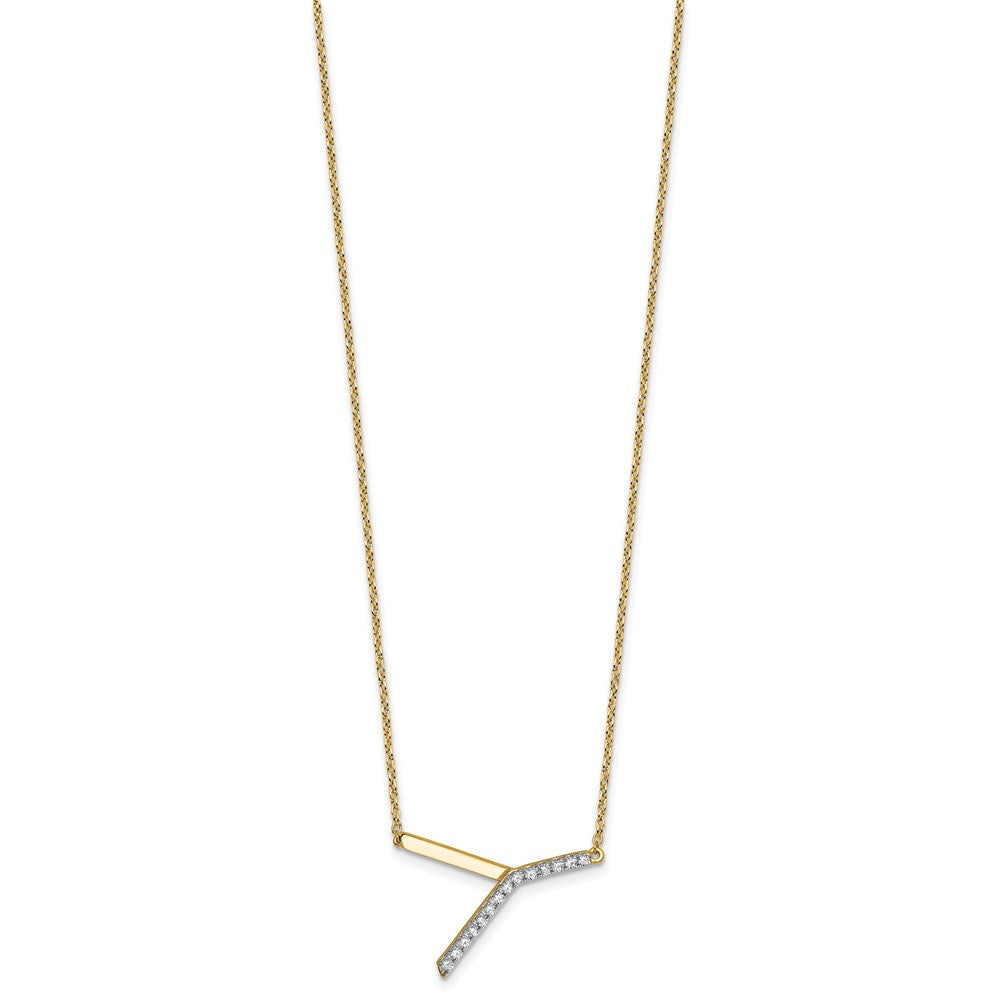 14K Sideways Diamond Initial Y Necklace