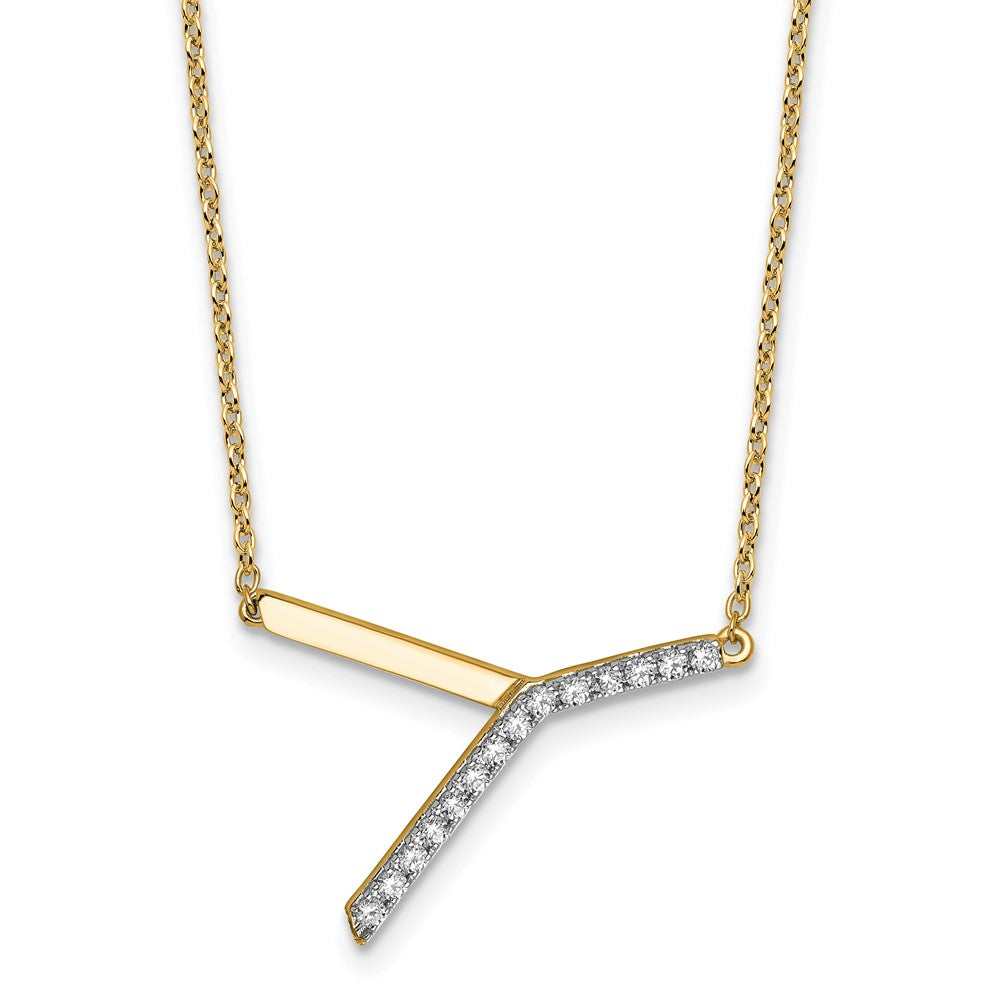 14K Sideways Diamond Initial Y Necklace