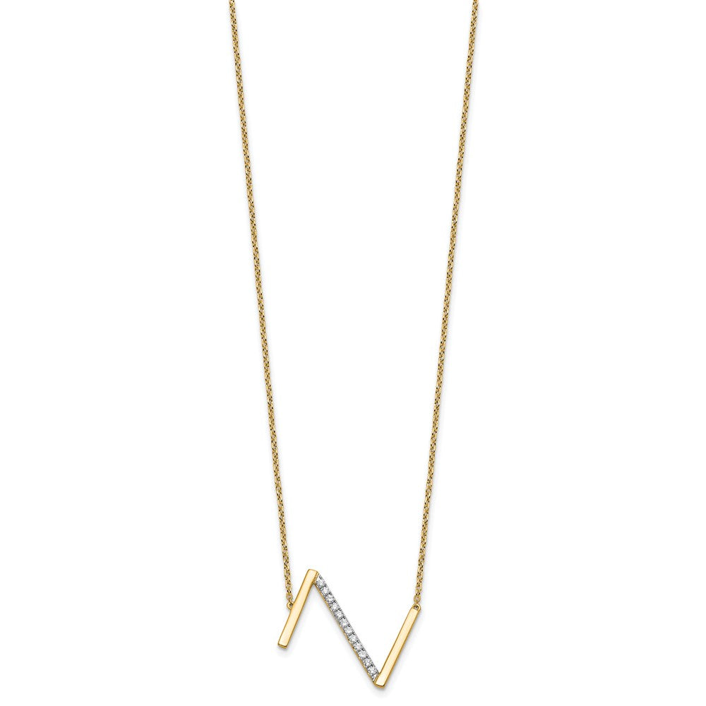 14K Sideways Diamond Initial Z Necklace