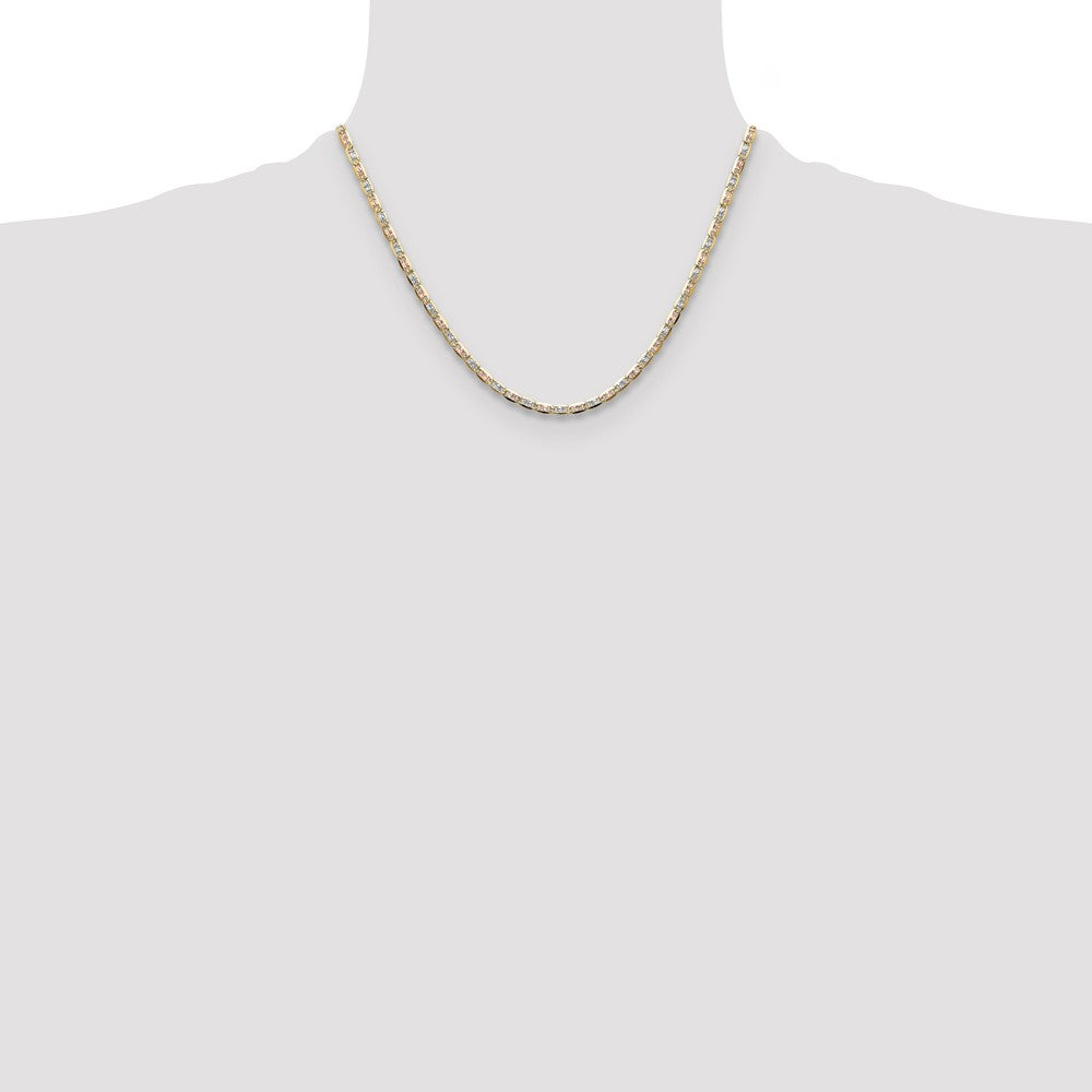 14k 3.2mm Tri-color Gold Pav? Valentino Chain