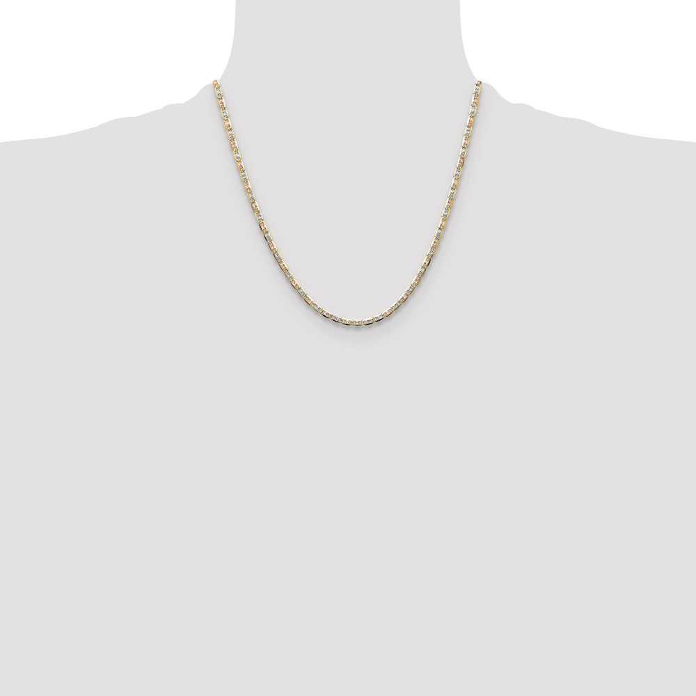 14k 3.2mm Tri-color Gold Pav? Valentino Chain