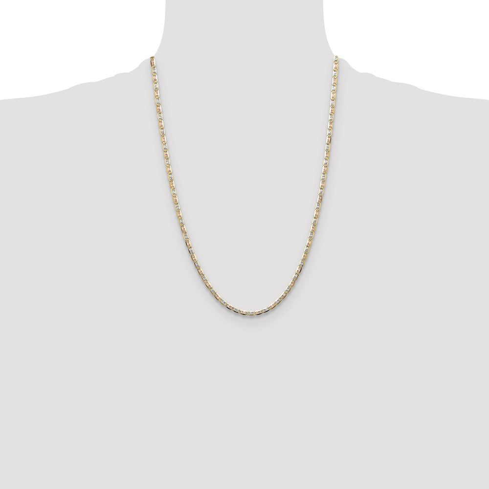 14k 3.2mm Tri-color Gold Pav? Valentino Chain